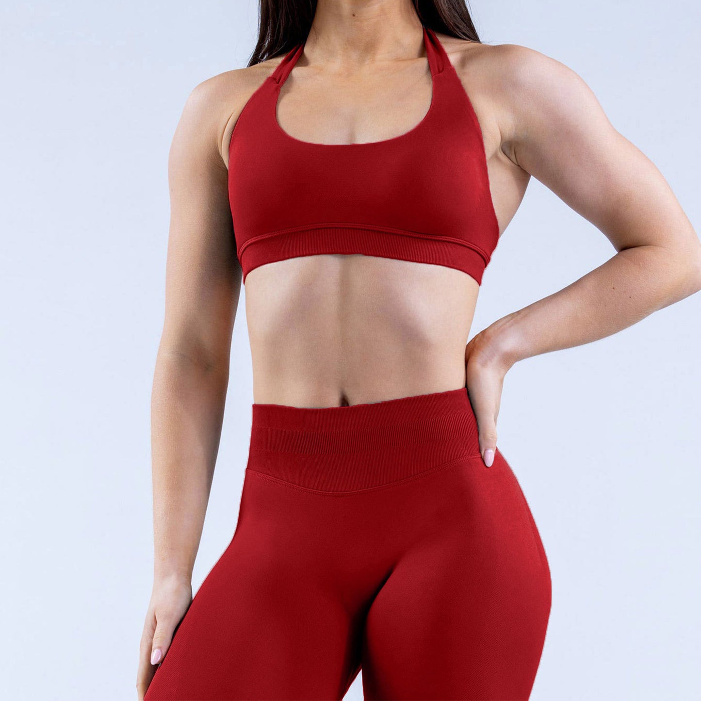 High Elasticity Ultra-fine Matte Nylon Suspender Seamless Sports Underwear Shorts Set With Beautiful Back