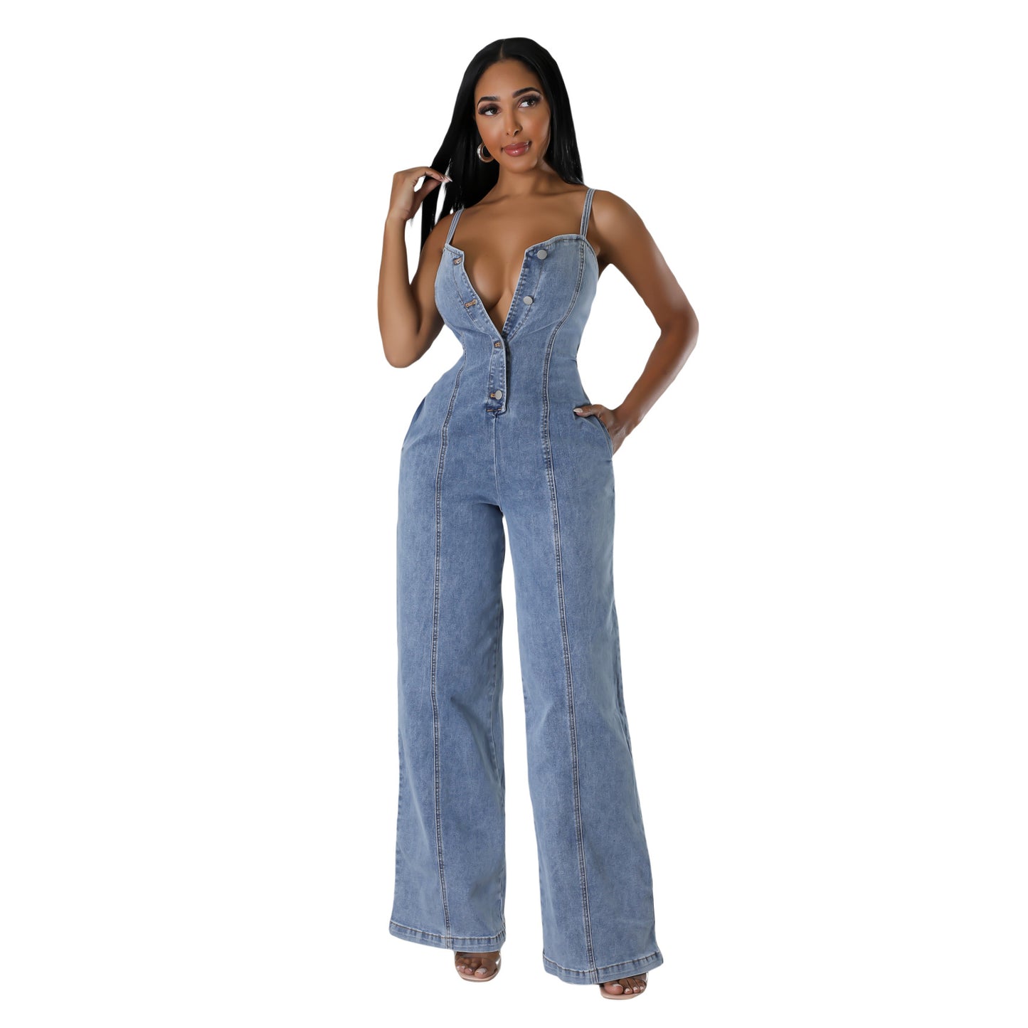 Women's Clothing Fashion Suspenders Denim Jumpsuit