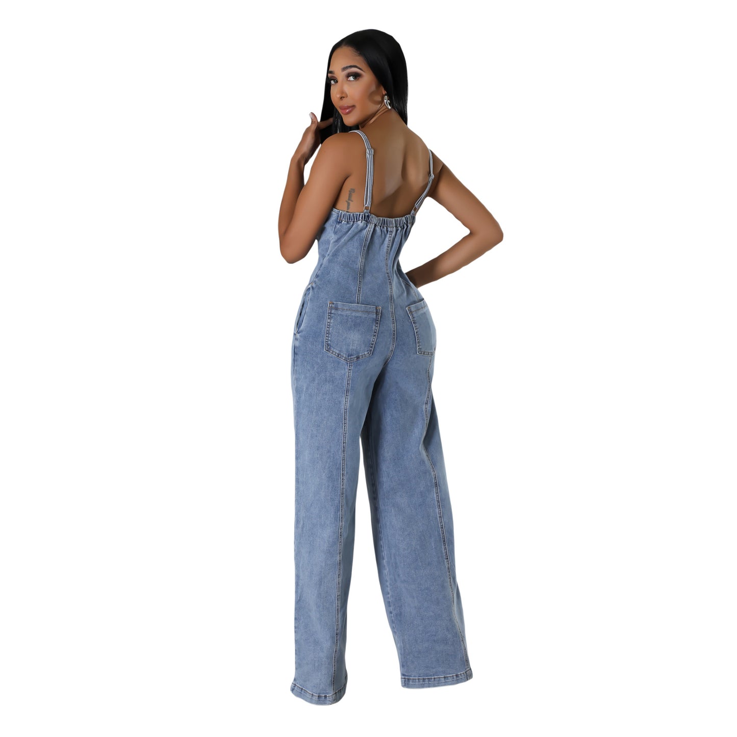 Women's Clothing Fashion Suspenders Denim Jumpsuit