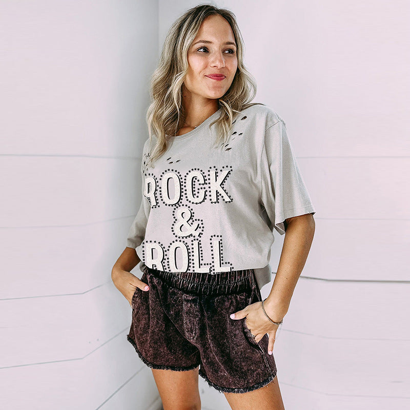 Summer Trendy Ripped Cool Short Sleeved T-shirt